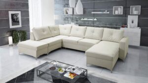 ADONIS IV Corner Sofa, elegant grey fabric, spacious living room furniture
