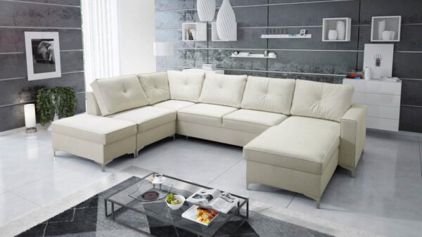 ADONIS IV Corner Sofa, elegant grey fabric, spacious living room furniture