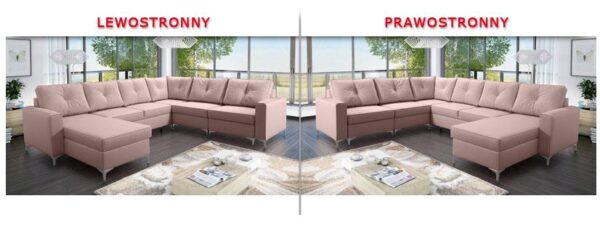 ADONIS V corner sofa's wooden and chrome feet options