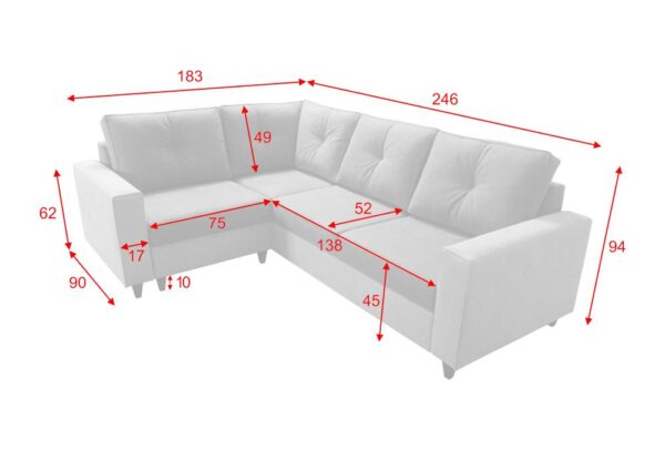 Front view of the ADONIS VI Corner Sofa, displaying its elegant form.