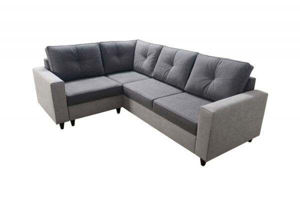 Close-up of the ADONIS VI Corner Sofa upholstery texture and sturdy feet design.