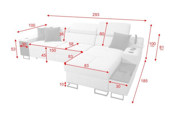 ALICANTE I MAXI sofa cup holders in a modern silver finish.