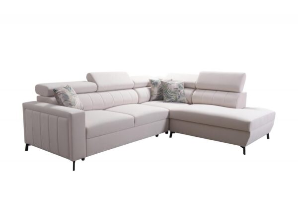 Detailed view of Baltico III corner sofa, showcasing adjustable headrests.
