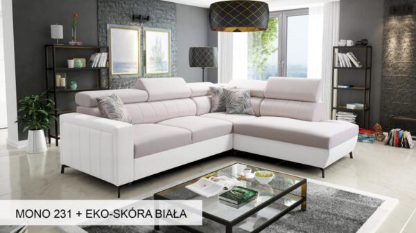 Modern Baltico III Maxi corner sofa with stylish chrome metal feet.