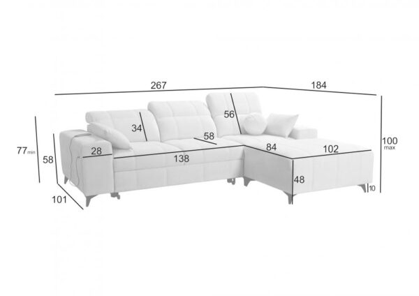 DAFNE I Corner Sofa, showing ample storage compartment, practical home solution