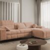DAFNE I Corner Sofa, view of the back, finished upholstery, suitable for open plan