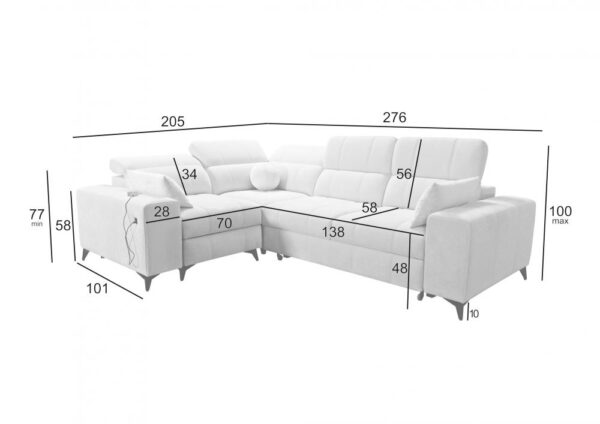Elegant DAFNE II MIX corner sofa with decorative cushions