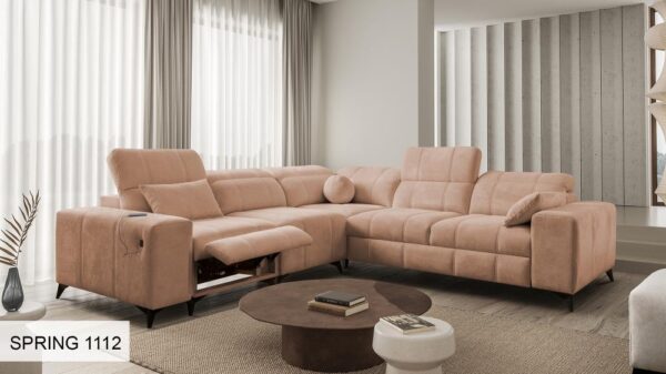 Modern living room featuring the DAFNE III corner sofa as a stylish centerpiece