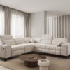 DAFNE III corner sofa with electric reclining footrest extended, close-up