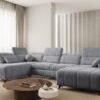 DAFNE VI corner sofa with decorative pillows, elegant living room