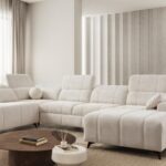DAFNE VI corner sofa UK, modern design, right-hand facing, fabric upholstery