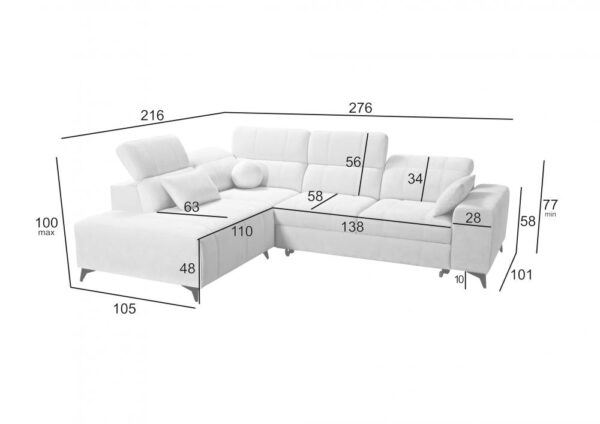 Top-down view of DAFNE VII corner sofa highlighting its generous dimensions.