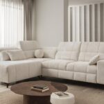 DAFNE VII corner sofa with adjustable headrests, spacious and modern design.