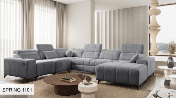 DAFNE VIII corner sofa, luxurious fabric, attention to detail.