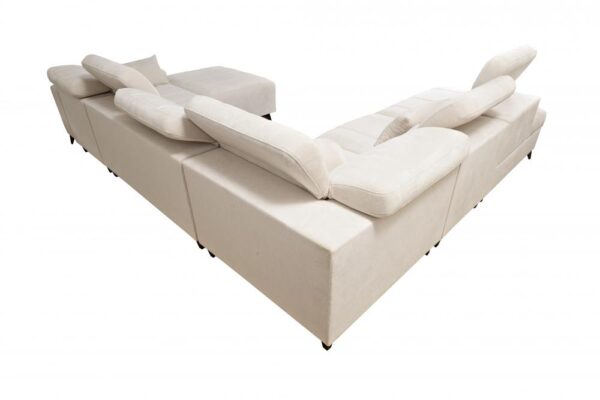 DAFNE X corner sofa, close-up of adjustable headrest and backrest.