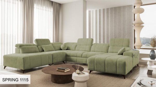 Wide shot of DAFNE X corner sofa, perfect for family relaxation.