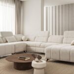 DAFNE X corner sofa, full front view, right-hand facing, modern design.