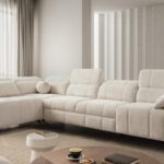 Elegant DAFNE XI corner sofa in a modern living room with adjustable headrests