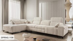 Elegant DAFNE XI corner sofa in a modern living room with adjustable headrests