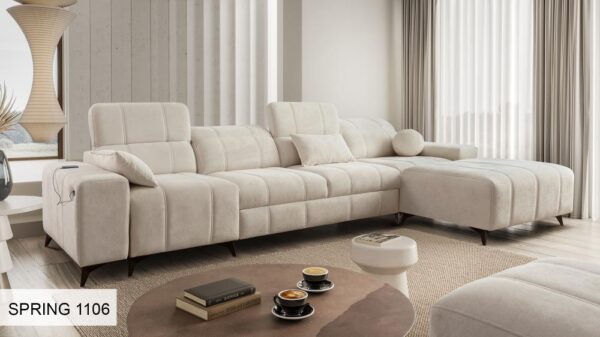 DAFNE XII Corner Sofa with adjustable headrests and chaise