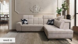 Full view of GOLDEN IX corner sofa, right-hand facing, modern design