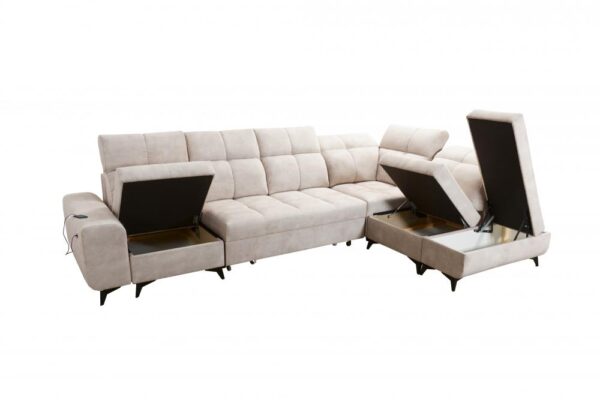 GOLDEN XI corner sofa with opened storage compartment for bedding