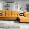 Gold metal front feet option for the GOLDEN XI corner sofa, luxury detail
