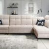 GOLDEN XI corner sofa in living room, modern design with adjustable headrests