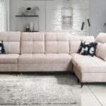 GOLDEN XI corner sofa in living room, modern design with adjustable headrests