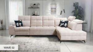 GOLDEN XI corner sofa in living room, modern design with adjustable headrests