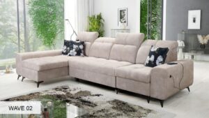 GOLDEN XII modern corner sofa, left-hand facing, with adjustable headrests.