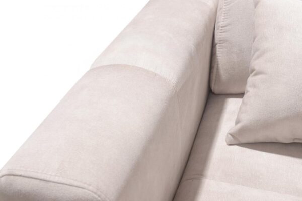 Inez sofa, open storage compartment, practical living solution.
