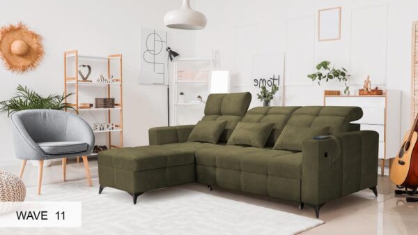 Inez sectional sofa in a bright, inviting living room setting.