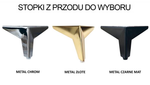 Stylish metal feet options for Inez modern sofa.