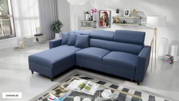 LORETTO I Corner Sofa, elegant grey fabric, right-sided configuration