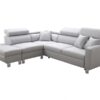 LORETTO III sofa showcasing adjustable headrests and corner shelf.