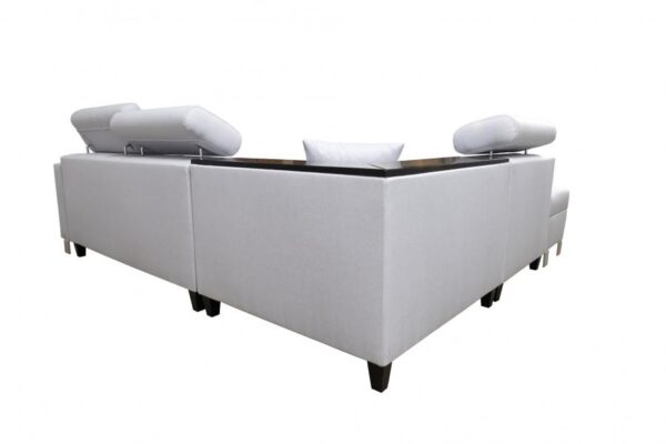 View of LORETTO III Corner Sofa with wooden feet option.