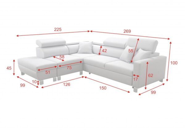 Top view of LORETTO III Corner Sofa showcasing its spacious layout.