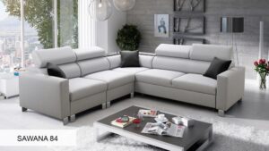 Loretto IV corner sofa with adjustable headrests, spacious modern living room