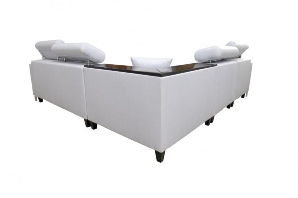 Detail of Loretto IV sofa's metal feet options, sleek and sturdy design