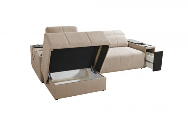 Elegant grey MINDY I corner sofa, full view in a living room