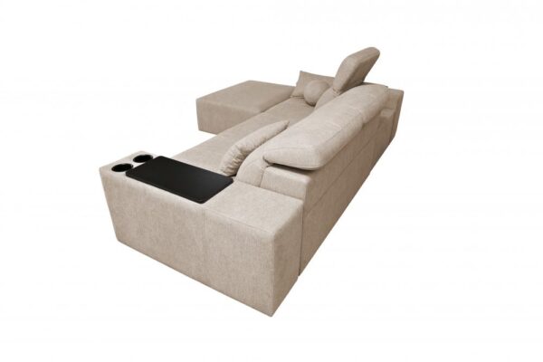 Detail of MINDY I corner sofa showing comfortable fabric upholstery