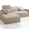 Modern MINDY I sectional sofa showing USB port and cup holders