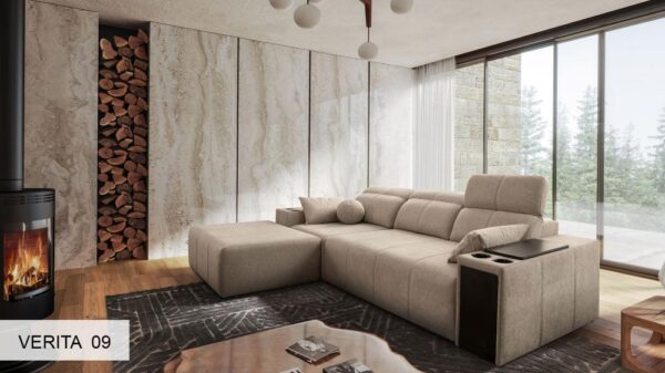 MINDY I corner sofa with chaise lounge and adjustable headrests