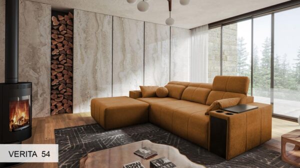 Detail of MINDY I sofa's adjustable backrest in a reclined position