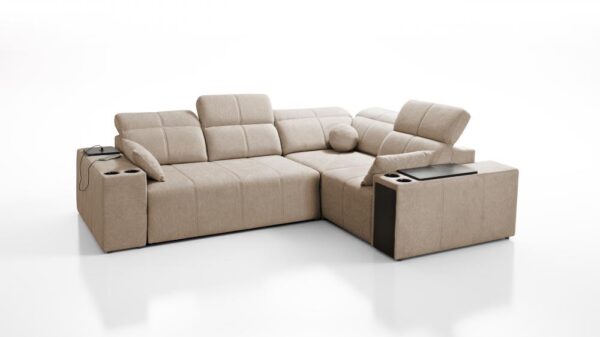 Stylish Mindy II corner sofa with adjustable headrests