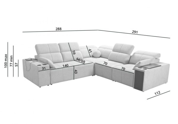 Overview of MINDY III corner sofa's flexible configuration