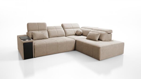 Contemporary Mindy VII sofa, close-up of adjustable headrest.