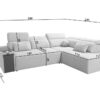 Mindy VII sofa with pull-out sleep function and bedding storage.