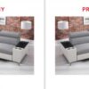 Overview of MODIVO I MAXI corner sofa with openable bar and storage features
